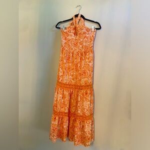Orange printed maxi dress